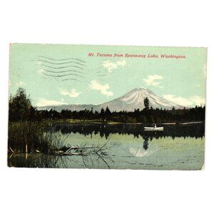 Vintage Postcard Mt Tacoma Spanaway Lake Washington 1911 Mailed Scenic View